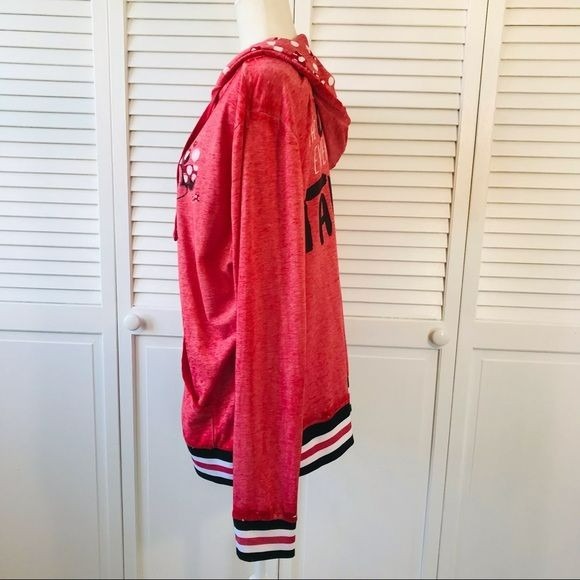 DISNEY PARKS Red Long Sleeve Zip Up Hoodie Sweatshirt Size XL