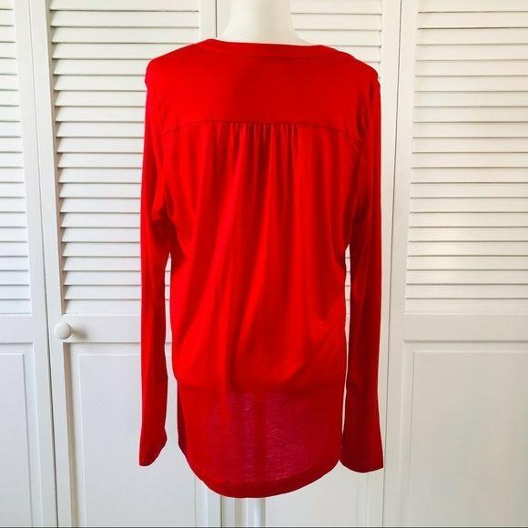 LAND’S END Red V-Neck Long Sleeve Shirt Size L