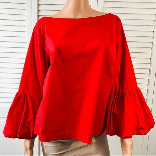LAUNDRY By Shelli Segal Red Long Sleeve Top Size XL