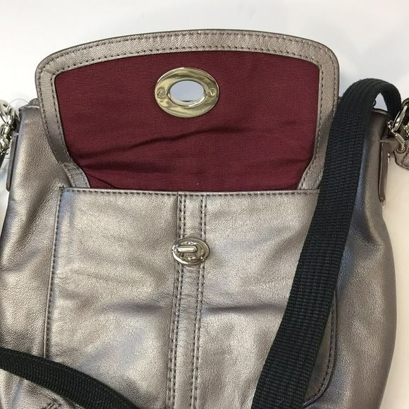 COACH Metallic Silver Leather Cross Body Bag (new with tags)