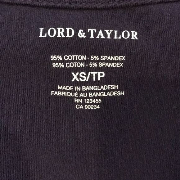LORD & TAYLOR Navy Blue Long Sleeve V-Neck Shirt Size XS