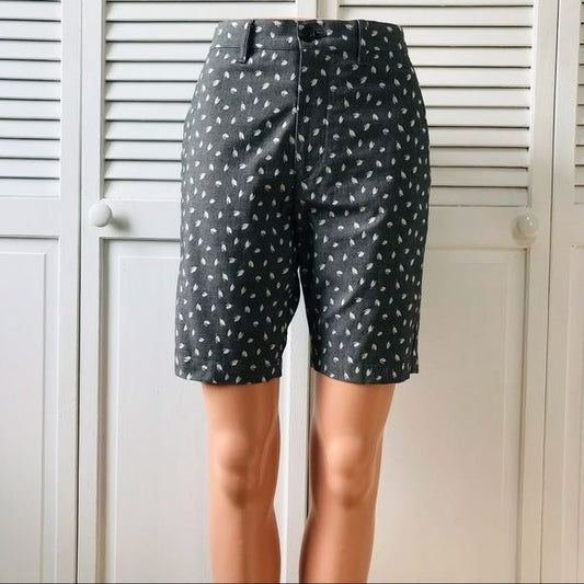 THEORY Gray White Printed Bermuda Shorts Size 28