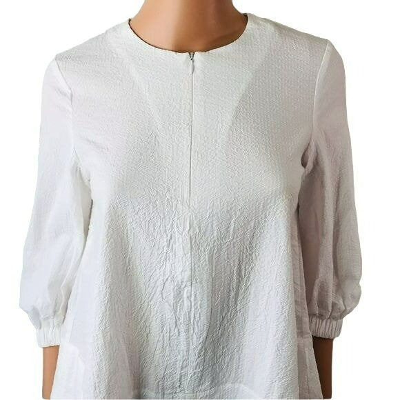 POMANDER PLACE White Textured 3/4 Sleeve Blouse Size XS