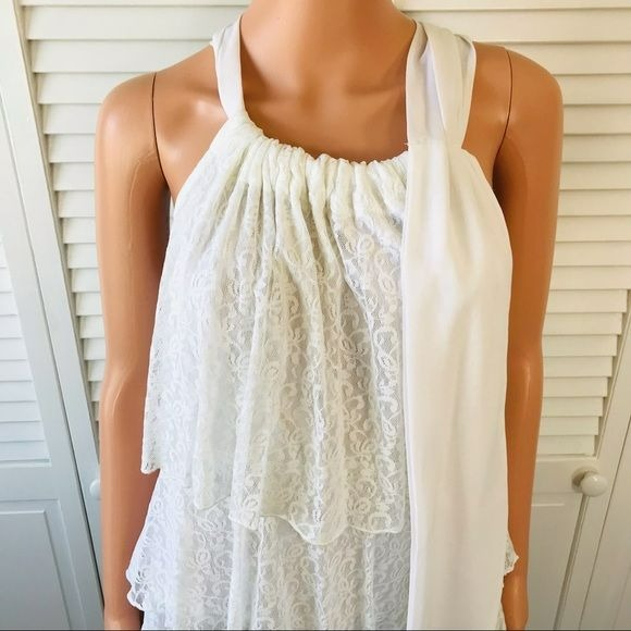 JENNIE & MARLIS White Ruffle Lace Halter Top Shirt Size M (new with tags)