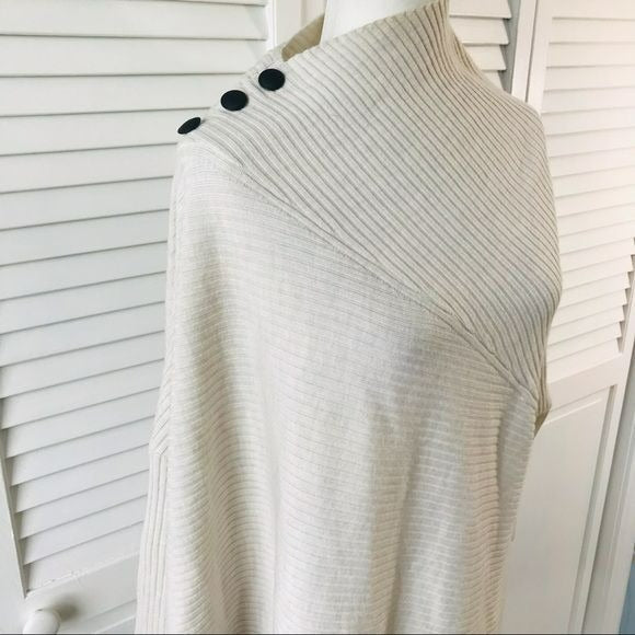 RAG & BONE Ivory Rayna Ribbed Asymmetric Poncho Sweater Size S