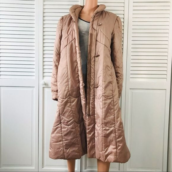 TAMARA Blush Pink Nylon Long Down Coat Size L