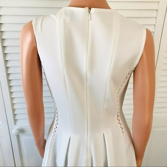 JILL STUART White Pleated Sleeveless Fit & Flare Dress Size 10