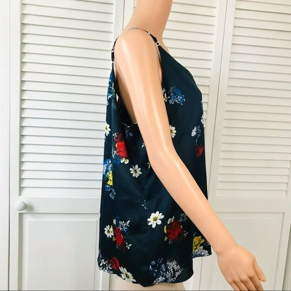 BANANA REPUBLIC Navy Blue Floral V-Neck Spaghetti Strap Shirt Size XL (new with tags)