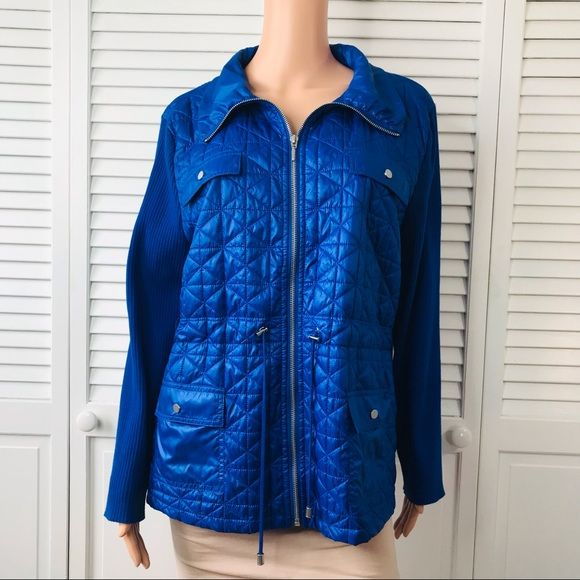 CHICO’S Royal Blue Lightweight Quilted Jacket Size XL