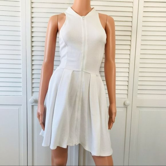 AQUA White Sleeveless Ribbed Sweater Dress Size S