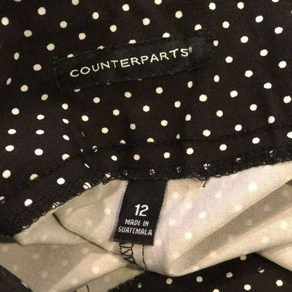 COUNTERPARTS Black White Polka Dot Cropped Pants Size 12