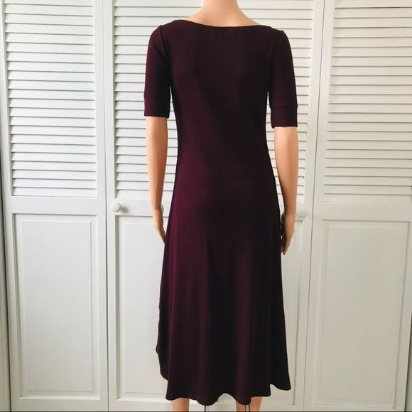 LAUREN RALPH LAUREN Burgundy Short Sleeve Sweater Dress Size XS