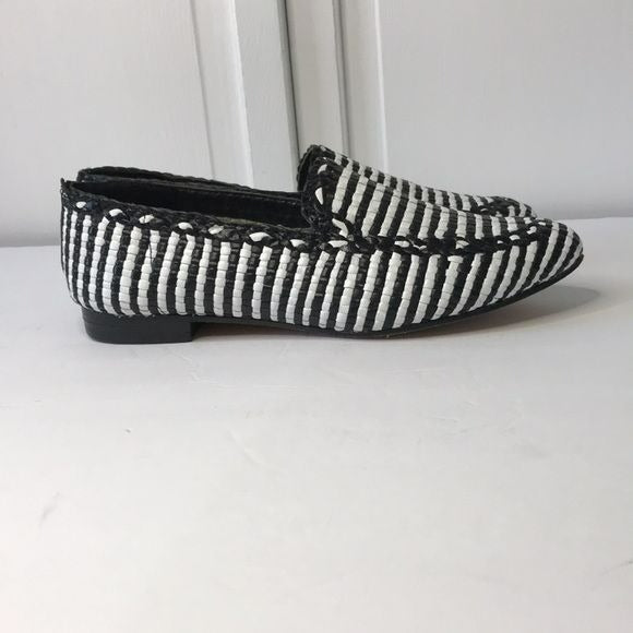 KATE SPADE Caylee Black White Woven Nappa Leather Loafers Size 6