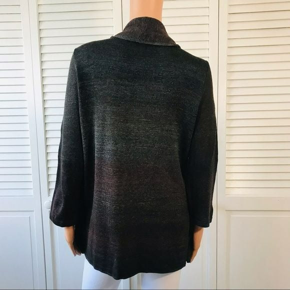*NEW* CHRISTOPHER & BANKS Purple Brown Shirt With Cardigan Size L