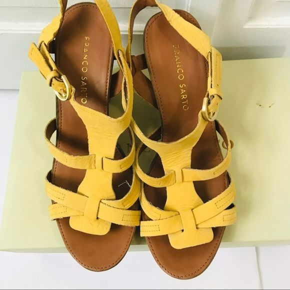 FRANCO SARTO Yellow Honduras Wedge Sandals Size 8.5M