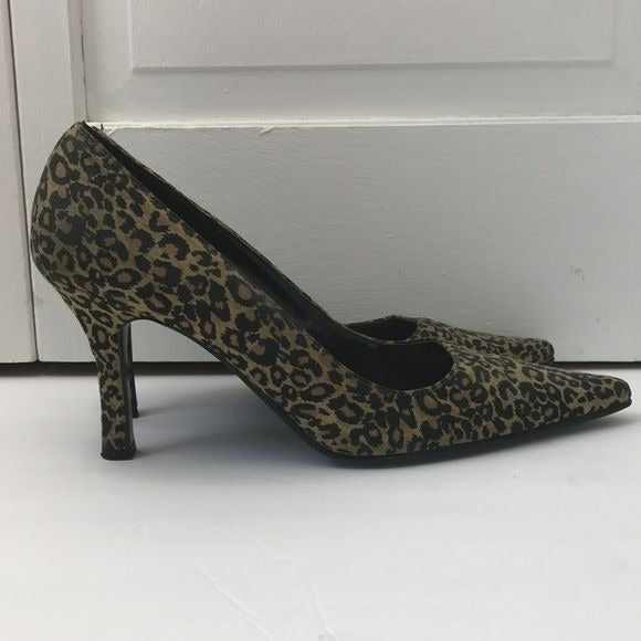 AMANDA SMITH Brown Black Animal Print Pointed Toe Heels Size 7M