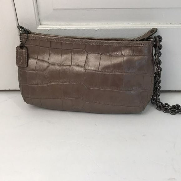 COACH Metallic Bronze Madison Exotic Embossed Crocodile Leather Wristlet (new with tags)