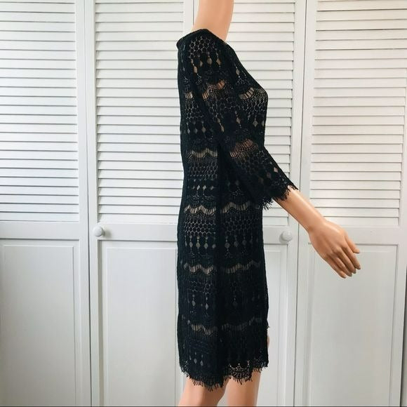 JESSICA HOWARD Black Beige Lace Dress Size 8