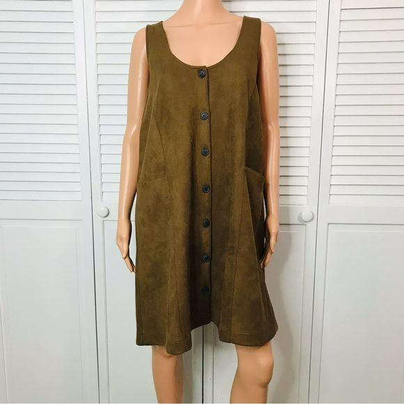 *NEW* LOFT Brown Faux Suede Jumper Dress Size L