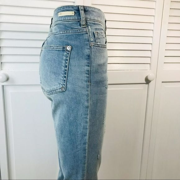 PILCRO AND THE LETTERPRESS BY Anthropologie Blue Tulle Trim Flared Jeans Size 28