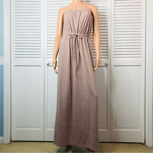 CABI Gray Striped Strapless Maxi Dress Size M