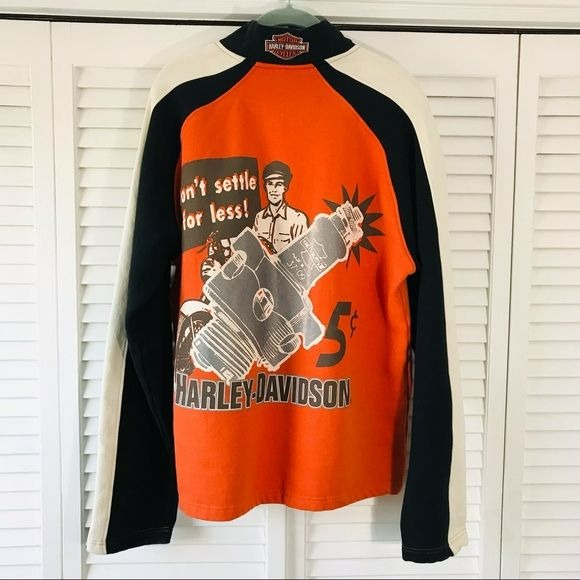 HARLEY DAVIDSON Orange Vintage 1/4 Zip Jacket Size L
