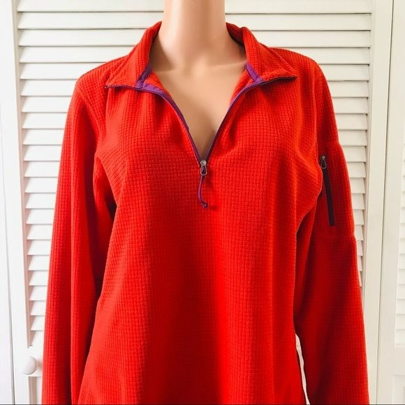 ORVIS Trout Bum Orange 1/4 Zip Pullover Fleece Size L