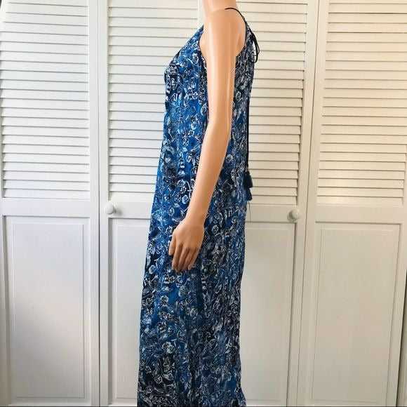 LUCKY BRAND Blue Floral Sleeveless Maxi Dress Size M (new with tags)