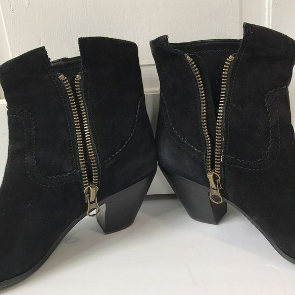 SAM EDELMAN Black Suede Tassel Louie Ankle Booties Size 9.5