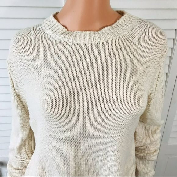 360 SWEATER Ivory Italian Yarn Knit Sweater Size M