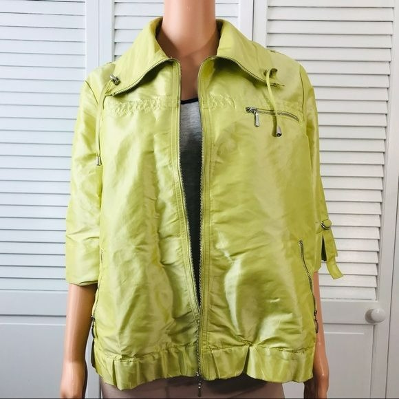 CHICO’S Lime Green Rayon 3/4 Sleeve Jacket Size L
