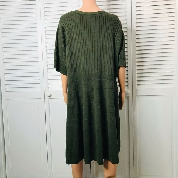 TORRID Olive Green Ribbed Sweater Knit Skater Dress Size 28