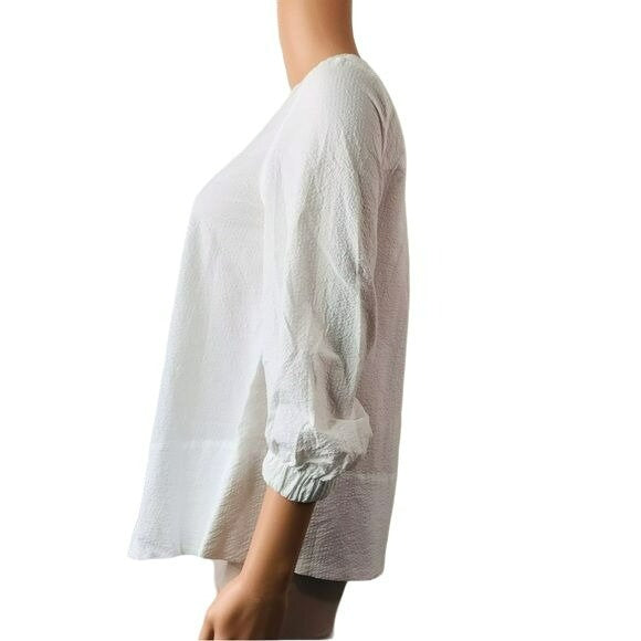 POMANDER PLACE White Textured 3/4 Sleeve Blouse Size XS