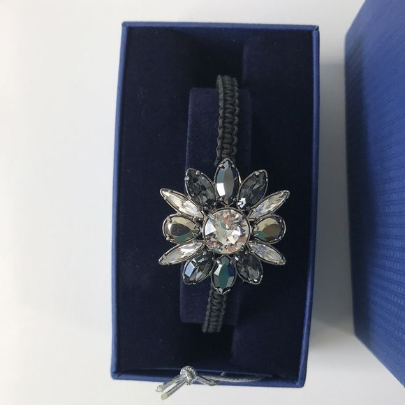 SWAROVSKI Gray Black Flower Crystal Bracelet (new in box)