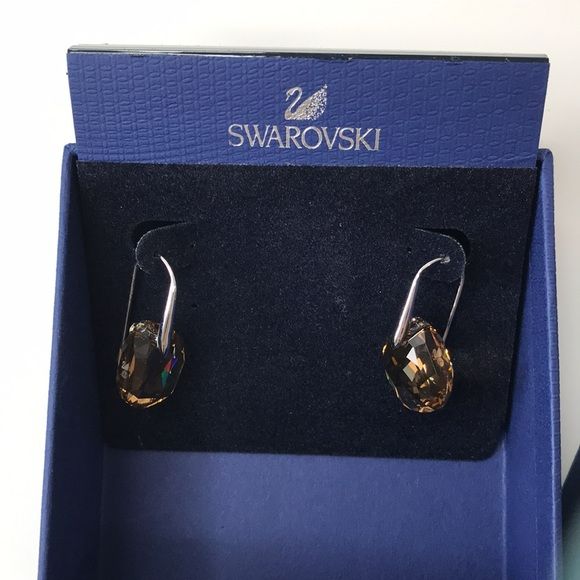 SWAROVSKI Brown Crystal Drop Earrings (new in box)