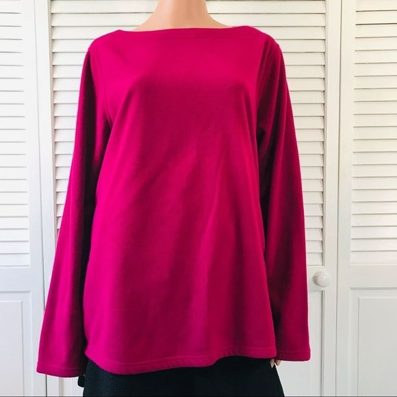 LANDS’ END Pink Fleece Sweater Size L