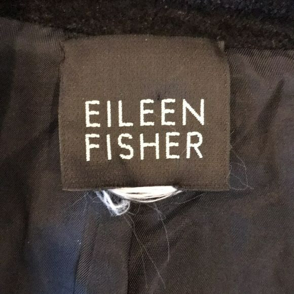 EILEEN FISHER Black V-Neck Crinkle Design Sparkle Jacket