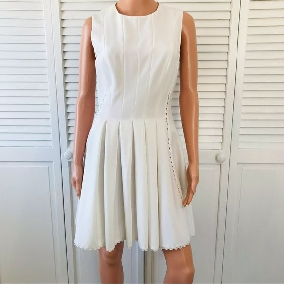 JILL STUART White Pleated Sleeveless Fit & Flare Dress Size 10