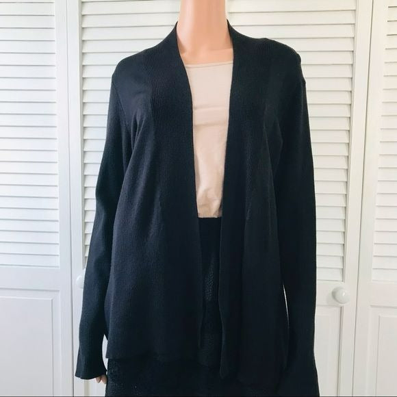 DANA BUCHMAN Black Open Front Cardigan Size XL