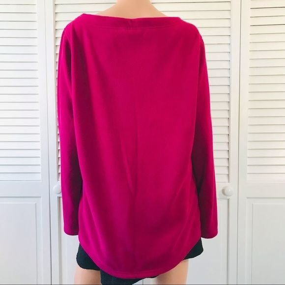 LANDS’ END Pink Fleece Sweater Size L