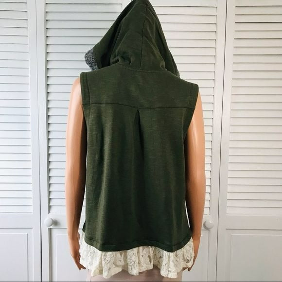 XHILARATION Green Hooded Button Up Vest Size XXL