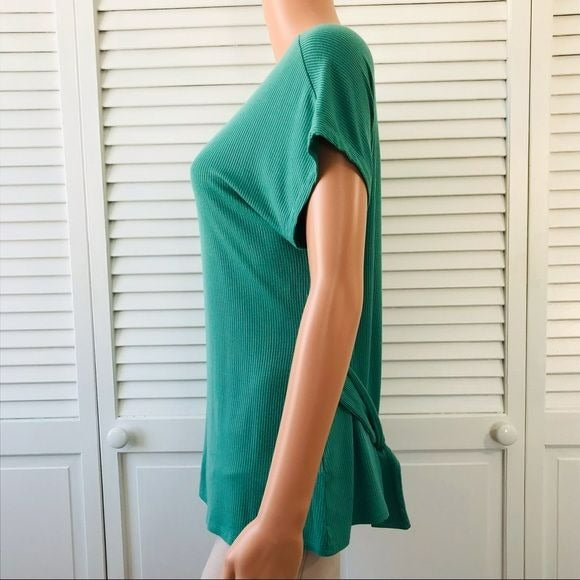 APT. 9 Green Ribbed Short Sleeve Shirt