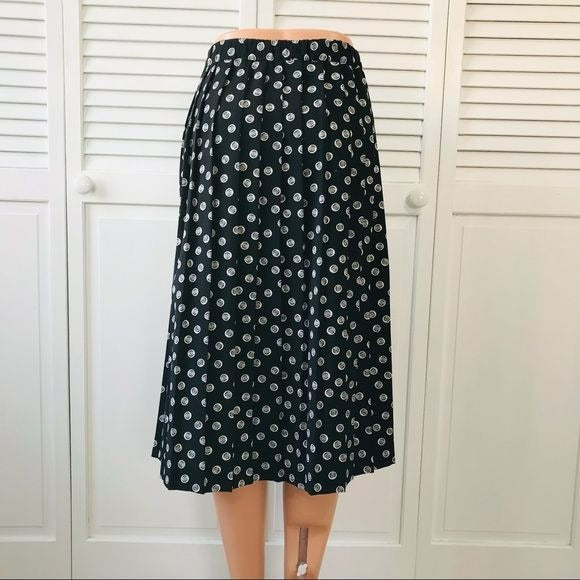 ALFRED DUNNER Black Printed Pleated Skirt Size 10