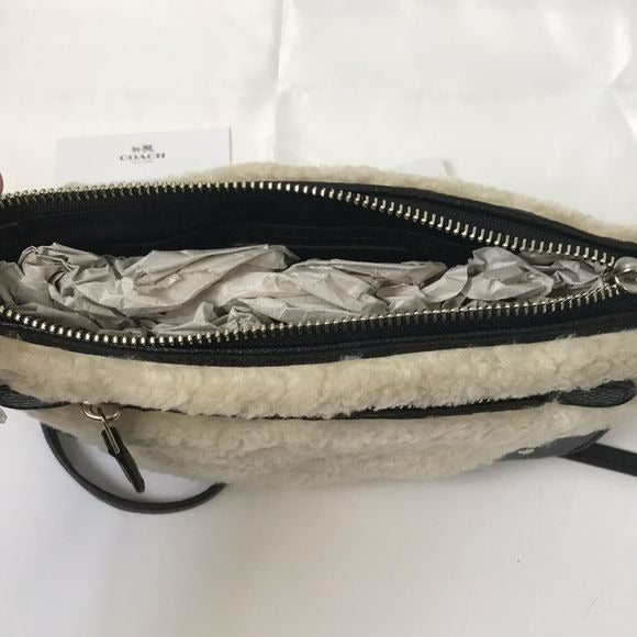 COACH Black Natural Rhyder Sheepskin Leather Cross Body Bag