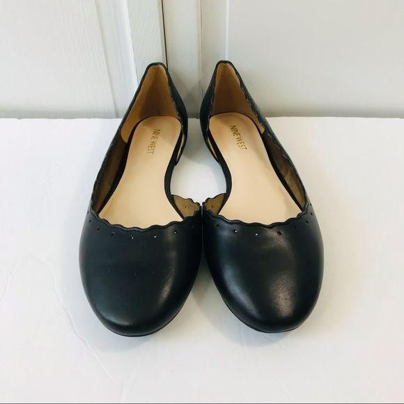 NINE WEST Black Mai Scalloped D'Orsay Ballet Flats Size 9M