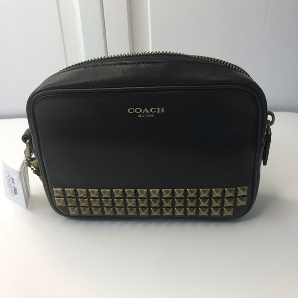 COACH Black Legacy Archival Studded Flight Leather Wristlet (new with tags)