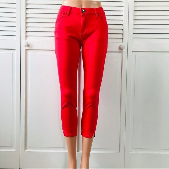 KUT FROM THE KLOTH Red Candace Split Hem Skinny Ankle Jeans Size 2P