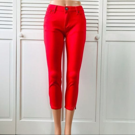 KUT FROM THE KLOTH Red Candace Split Hem Skinny Ankle Jeans Size 2P