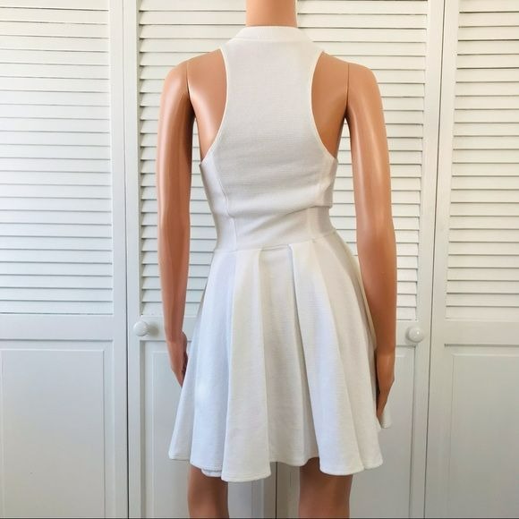 AQUA White Sleeveless Ribbed Sweater Dress Size S