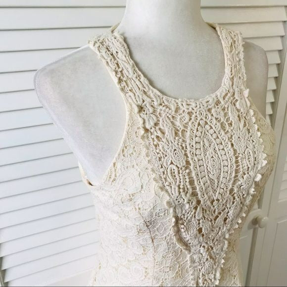 CITY TRIANGLES Ivory Lace Cotton Blend Sleeveless Dress Size 9